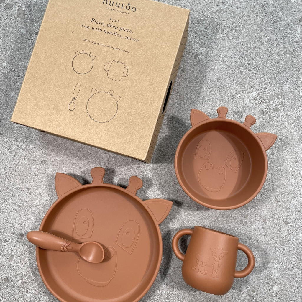 nuuroo Lykke silikone servicesæt - 4 stk. Spisesæt Caramel Café