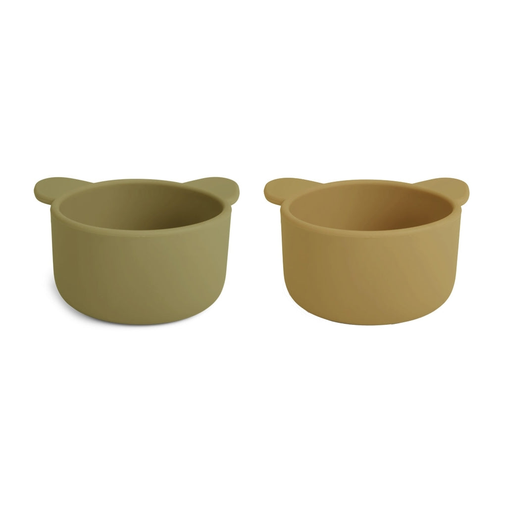 nuuroo Rosa silikone snackskål - 2 stk. Snackskål Olive green / Dusty yellow